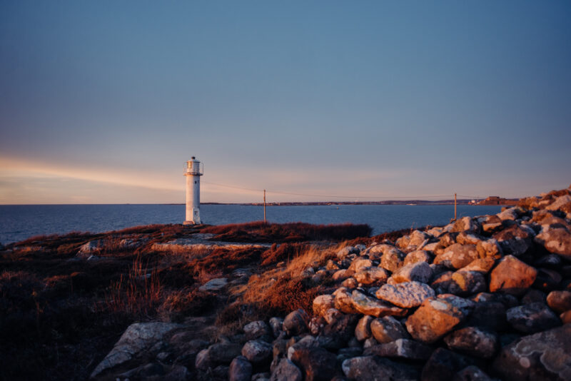 Lighthouse on a rocky shoreline
