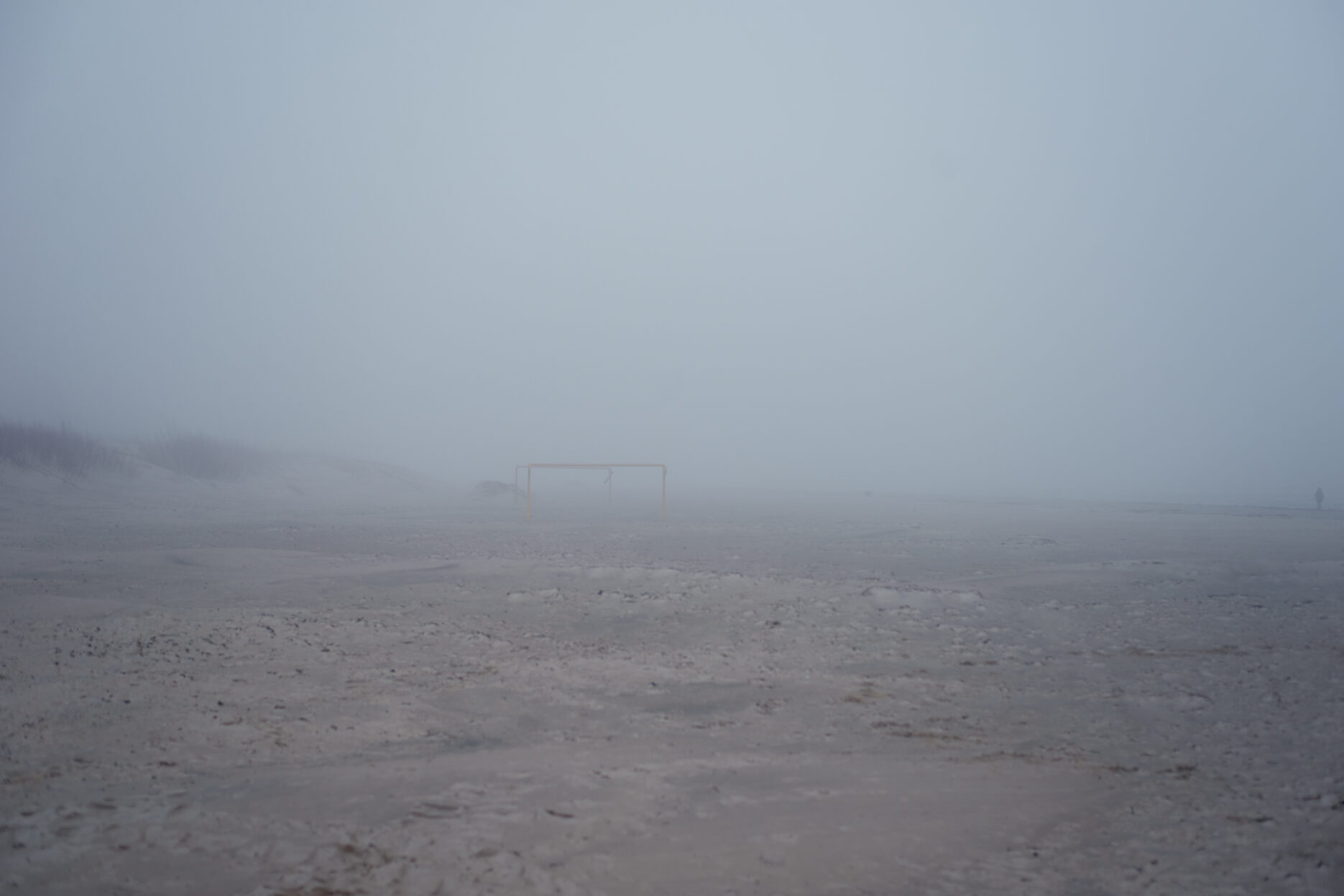 Empty beach on a foggy day