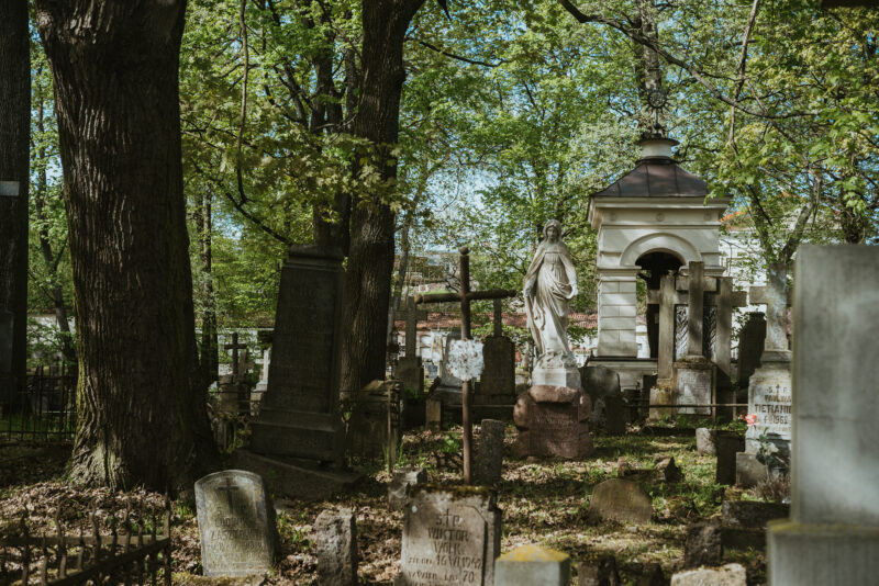 Tombstones at a graveyard