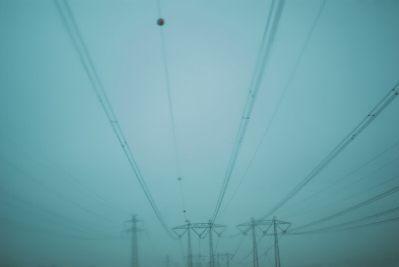 Power lines in deep fog