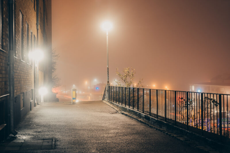 Backstreet on a foggy night